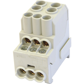 Distribusjonsblokk Al/Cu 2x25mm²/6x10mm² UVB 100 Gr