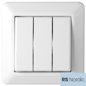 RS Renhvit innfelt 3x1 polet bryter,typisk benyttet der det nskes betjening av lyset for tre soner.