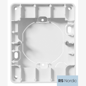 RS Renhvit pveggskappe for dobbel innfelt stikkontakt, der denne nskes montert over veggboks.