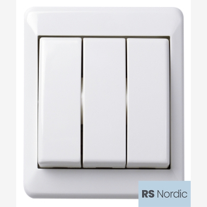 RS Renhvit utenpliggende 1+1+1 bryter for styring av tre ulike lyssoner