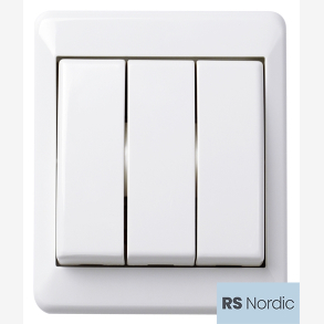 RS Renhvit 3x1 polet pveggsbryter med hurtigklemme,benyttes for f.eks til  sl 3 lyssoner av og p