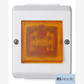 RS Renhvit IP55 1 polet impulsbryter med lys for bruk i vte og fuktige miljer