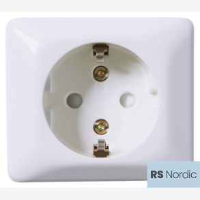 RS Renhvit utenpliggende enkel stikkontakt benyttes ofte til apparater som trenger egen stikkontakt