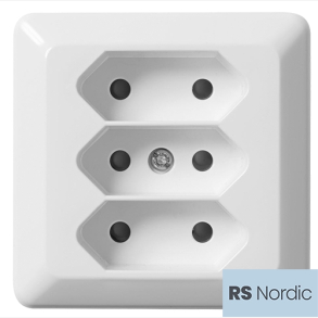 RS Renhvit Euro stikkontakt pvegg for bruk med f.eks TV eller stereobenk