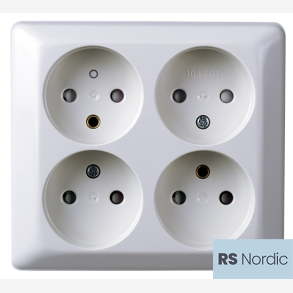 RS Renhvit 4 veis stikkontakt uten jord benyttes der det er behov for mange uttak.