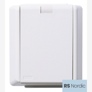 RS Renhvit enkel stikkontakt utenpliggende IP44 for bruk der det er krav om IP44 utstyr