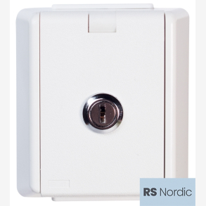 RS Renhvit enkel stikkontakt UTP lsbar IP44 for bruk der det er krav om IP44 utstyr