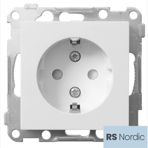 RS Renhvit enkel stikkontakt uten ramme.
