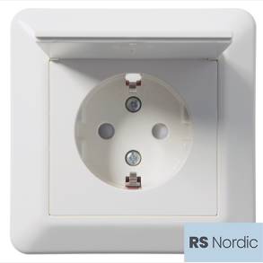 RS Renhvit enkel stikkontakt med hel dekkplate typisk brukt for apparater som behver egen kurs.