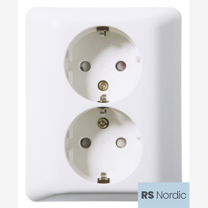 RS Renhvit innfelt dobbel stikkontakt for innfelt montasje.