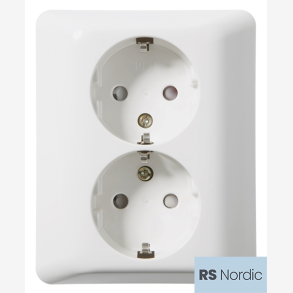 RS Renhvit dobbel delt stikkontakt, benyttes f.eks der en stikkontakt nskes styrt av bryter