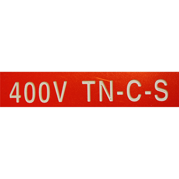 400V merkeskilt TN-C-S, 25x100 mm, rd