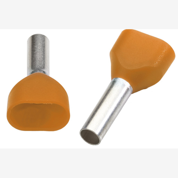 Isolert dobbel endehylse 2x0,50/8 orange (500 pk)