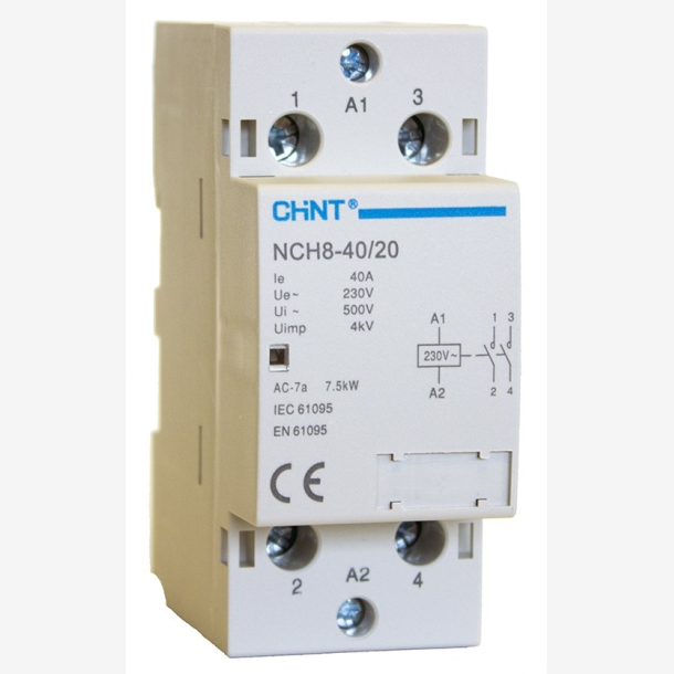 Modulrkontaktor 25A 4P-4NO 230V 2mod NCH8