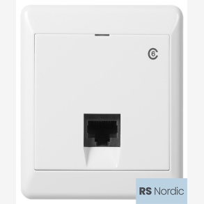 ELKO RS Nordic modularuttak enkel i kat.6 UTP, LSA terminering, pvegg, renhvit