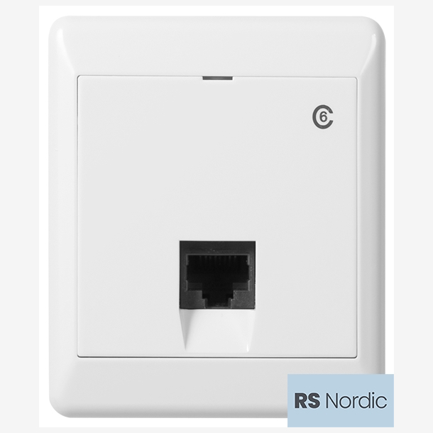 ELKO RS Nordic modularuttak enkel i kat.6 UTP, LSA terminering, pvegg, renhvit