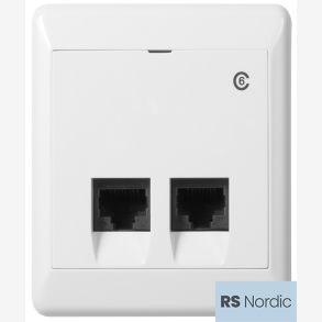 ELKO RS Nordic modularuttak dobbel i kat.6 UTP, LSA terminering, pvegg, renhvit