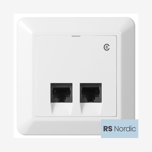 ELKO RS Nordic modularuttak 2x kat.6 UTP, LSA terminering, for innfelling, renhvit